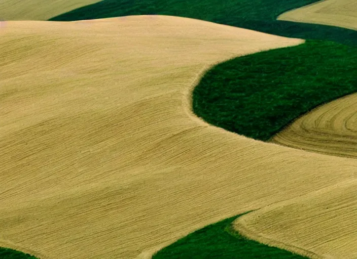 Prompt: endless bland pale bleached sloping wheat farmland by bill watterson from mulan ( 1 9 9 7 )