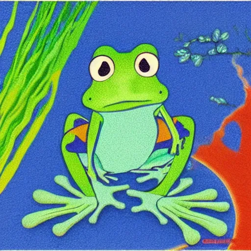 Prompt: frog knight by chiho aoshima