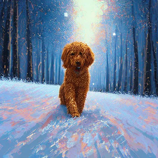 Image similar to goldendoodle by alena aenami