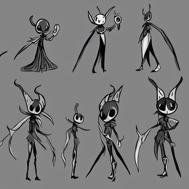 Image similar to hollow knight character design by ari gibson