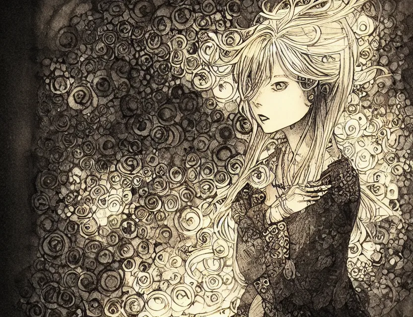 Prompt: liisa niemi. color ink wash by award - winning mangaka, chiaroscuro, intricate details, bokeh, backlighting