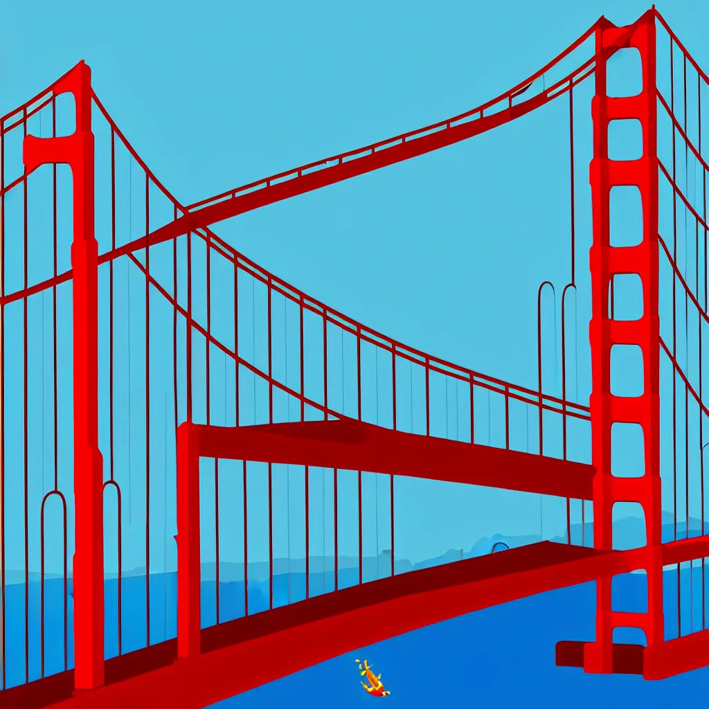 Prompt: octopus attacking golden gate bridge, vector art, 8k, trending on artstation