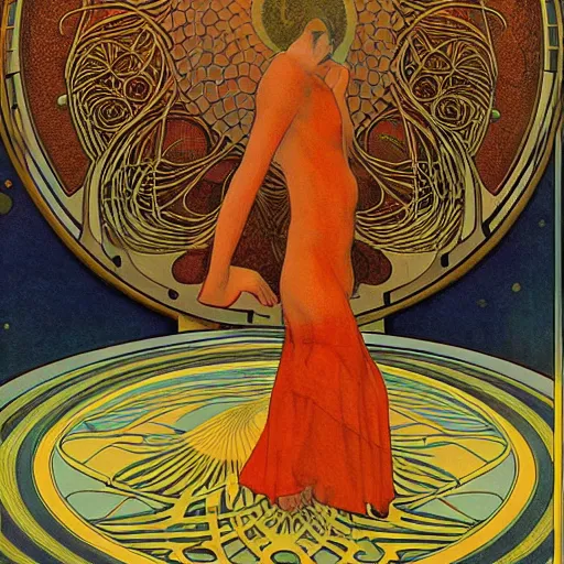 Image similar to Liminal space in outer space by Art Nouveau artist Edward Okuń
