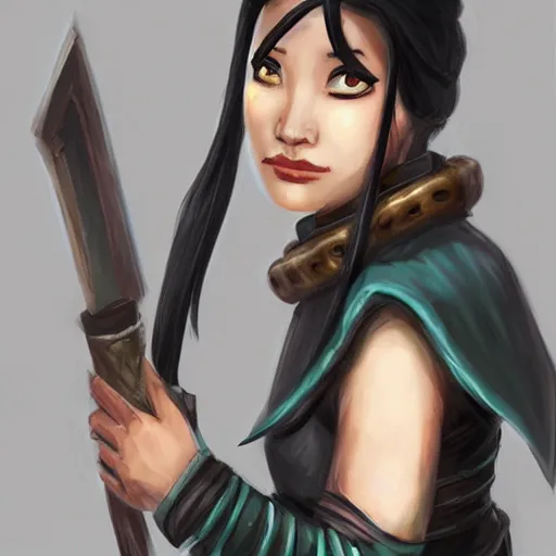 Prompt: portrait of an Asian-looking female rogue, a DND character original concept art, fantasy, digital art,