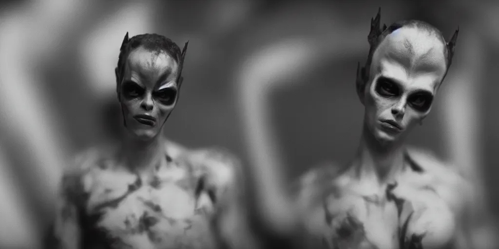 Image similar to cinematic film still of a punk alien starring in a dave meyers directed music video, cgi, vfx, chiaroscuro lighting, shallow depth of field, 8 0 mm, f 1. 8