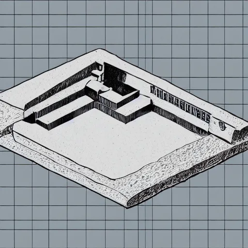 Image similar to isometric view of cave entrance, lineart