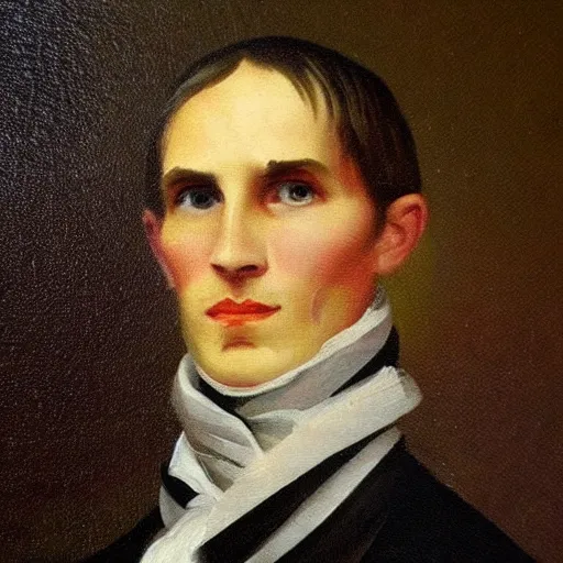 Image similar to An early 1800s oil painting of Jerma985 in the early 1800s, grainy, realistic, very realistic, hyperrealistic, highly detailed, very detailed, extremely detailed, very neat, very epic, very cool, detailed, trending on artstation