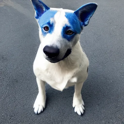 Prompt: a blue colored dog