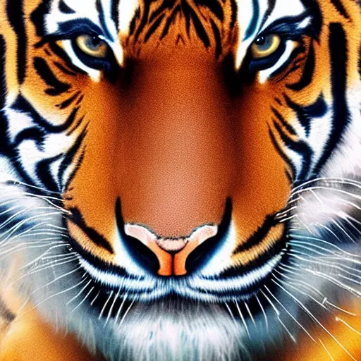 Image similar to a tiger made of tiger lily, digital art, detailed, 4k