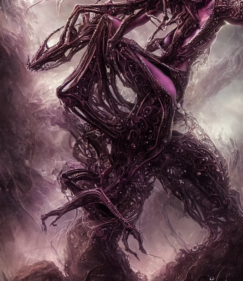 Image similar to close up portrait on the enchanting femenine queen of the zerg, hyper attractive, seductive, very complex, hyper-maximalist, overdetailed, legendary cinematic, darkfantasy, archetype with timeless beauty breathtaking eyes, her spider like legs spread evenly around her framing the image, collossal alien ship in the sky behind her, highly intricate, digital art, very elegant, HDR 8K, biblical art, realism, incomprehensible yet perspicious detail, unbeatable quality, silent hill aesthetic, photorealistic, lifelike, DSLR 8k, unbeatable coherency, Omnious intricate, octane render, created Nixeu & z--ed from deviantart