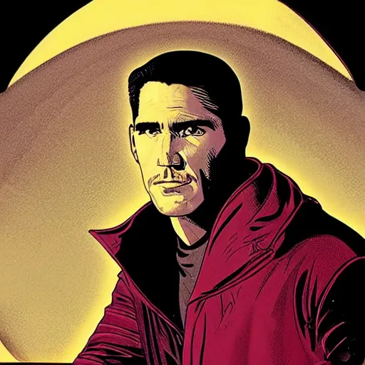 Image similar to jim caviezel retro minimalist portrait! moebius starwatcher comic by jean giraud, portrait 8 k