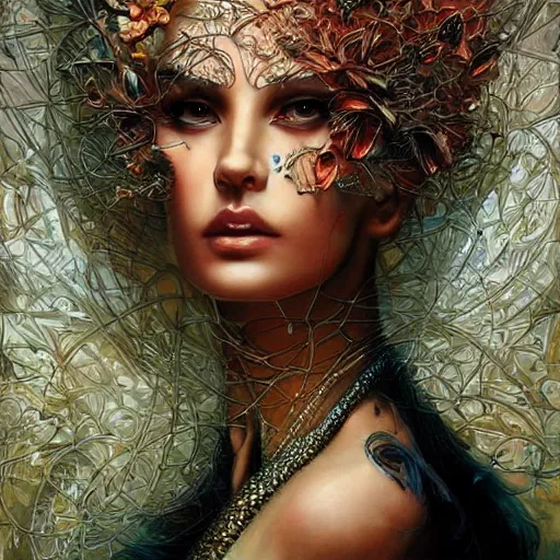 Prompt: The digital shopper, intricate digital electronic patterns, art by Karol Bak