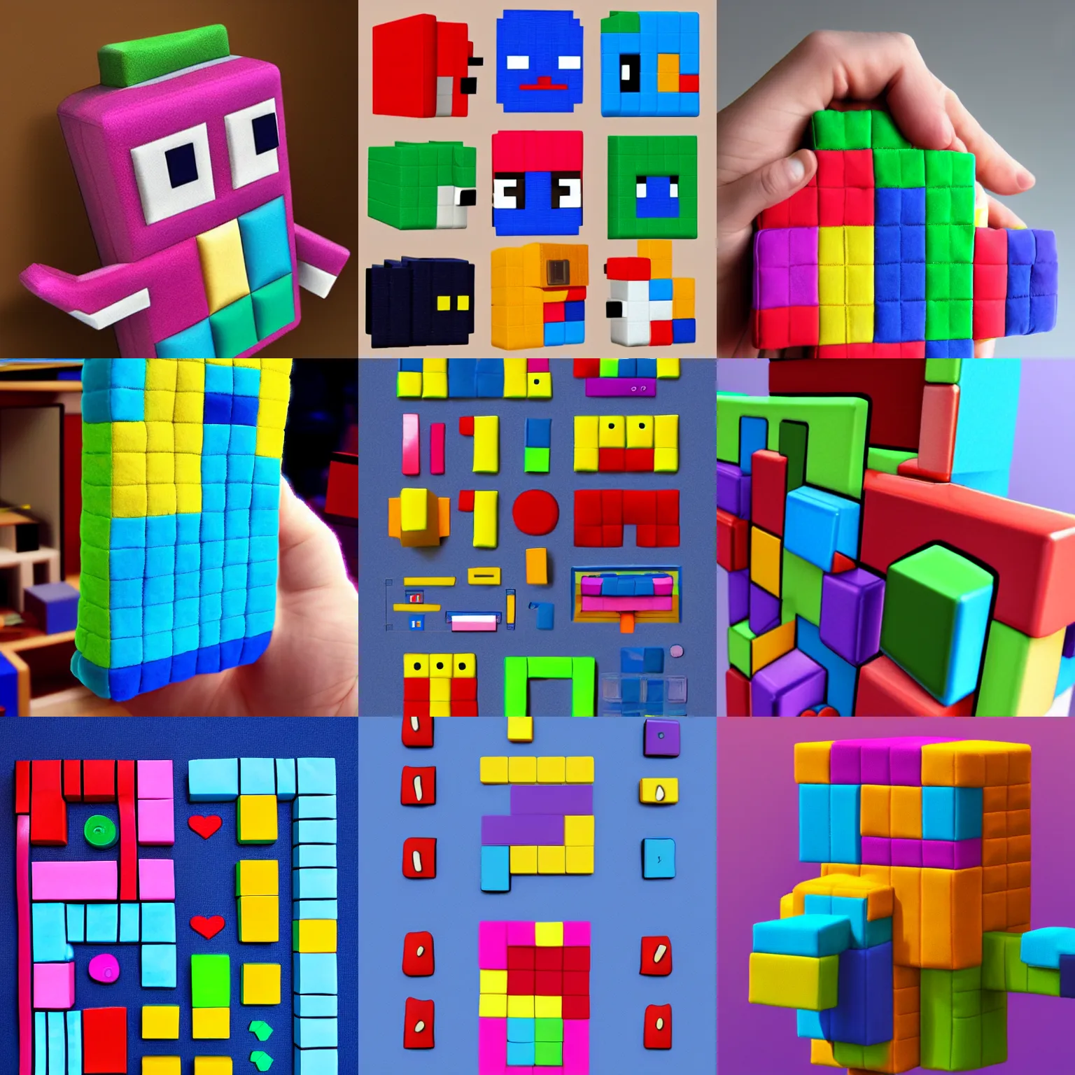 Prompt: tetris as a plush toy, artstation