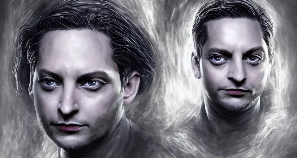 Image similar to portrait of Tobey Maguire as Arachne. Digital art, fantasy, epic, dramatic, volumetric lighting, trending on artstation, detailed, 8k