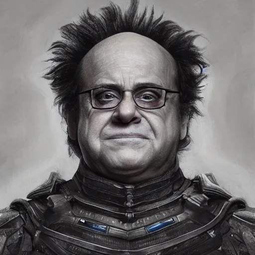 Image similar to hyperrealistic mixed media high resolution painting of Danny DeVito portraying The Baron from the film Dune, stunning 3d render inspired art by István Sándorfi and Greg Rutkowski and Unreal Engine, perfect symmetry, dim volumetric lighting, 8k octane beautifully detailed render, post-processing, extremely hyper-detailed, intricate, epic composition, highly detailed attributes, highly detailed atmosphere, cinematic lighting, masterpiece, trending on artstation, very very detailed, masterpiece, stunning, flawless structure, lifelike texture, perfection,