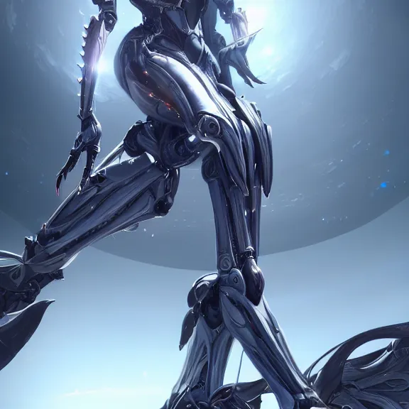 Image similar to highly detailed giantess shot, exquisite warframe fanart, looking up at a goddess beautiful female warframe, as a stunning anthropomorphic robot female hot dragon, looming over you, elegantly posing over you, sleek bright white armor, camera between towering detailed robot legs, proportionally accurate, anatomically correct, sharp detailed robot dragon paws, two arms, two legs, camera close to the legs and feet, giantess shot, furry shot, ground view shot, leg and hip shot, elegant shot, epic low shot, high quality, captura, realistic, sci fi, professional digital art, high end digital art, furry art, macro art, giantess art, anthro art, DeviantArt, artstation, Furaffinity, 3D realism, 8k HD octane render, epic lighting, depth of field