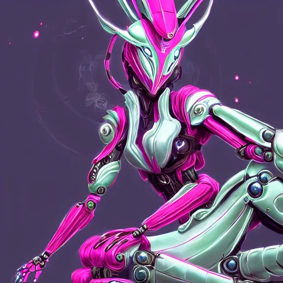 Prompt: highly detailed exquisite fanart, of a beautiful female warframe, but as an anthropomorphic robot dragon, sitting on a soft green sofa, with robot dragon head, off-white plated armor, bright Fuchsia skin, full body shot, epic cinematic shot, realistic, professional digital art, high end digital art, DeviantArt, artstation, Furaffinity, 8k HD render, epic lighting, depth of field