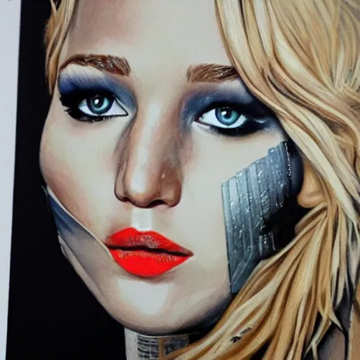 Image similar to portrait of Jennifer Lawrence by Sandra Chevrier