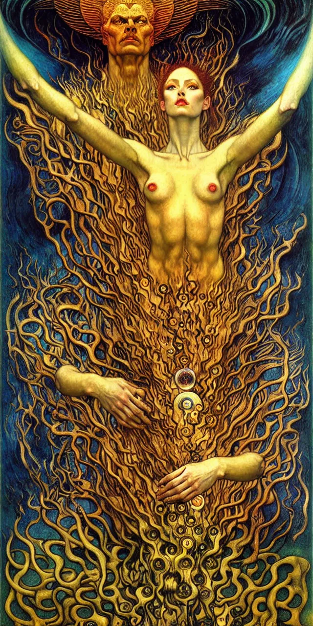 Image similar to Divine Chaos Engine by Karol Bak, Jean Delville, William Blake, Gustav Klimt, and Vincent Van Gogh, symbolist, visionary