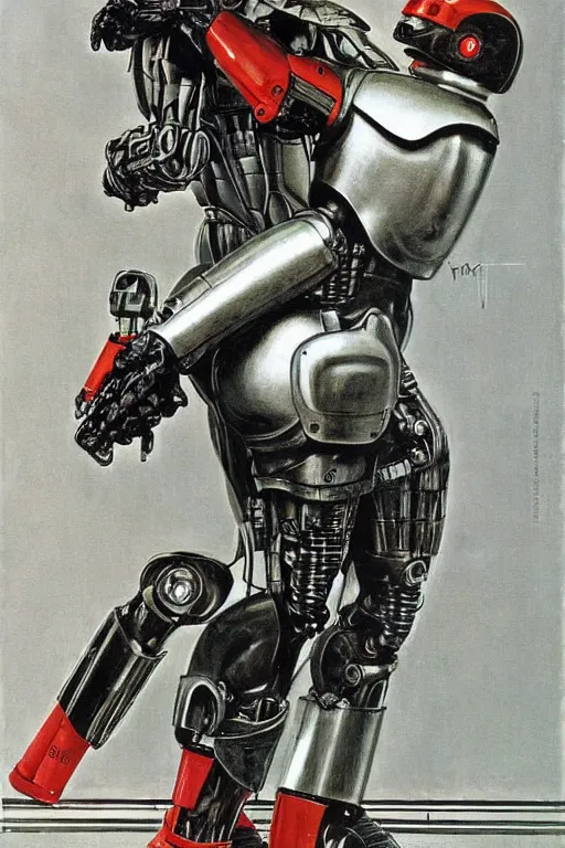 Image similar to robocop painted by Norman Rockwell