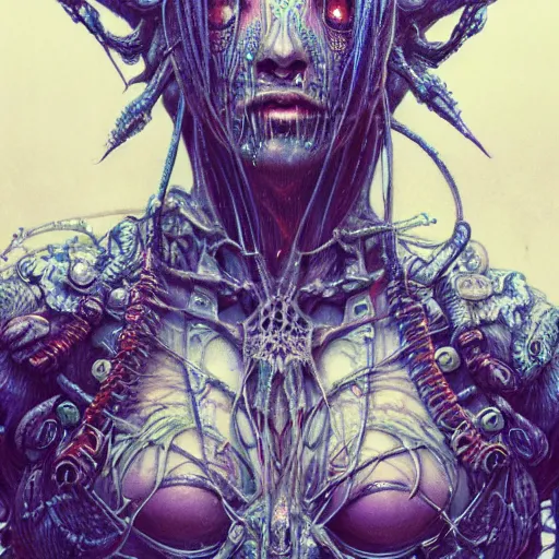 Image similar to a highly detailed long shot photo of cybergoth female character by ayami kojima, beksinski, giger, intricate, digital painting, artstation, intricate, concept art, smooth, sharp focus, illustration