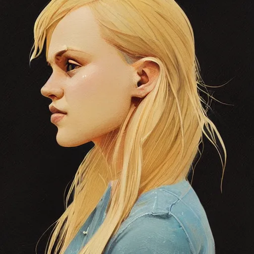 Prompt: Beautiful girl with blond hair profile picture by Greg Rutkowski, asymmetrical, Organic Painting , Matte Painting, geometric shapes, hard edges, street art, symmetric face, symmetric eyes, trending on the artstation:2 by Sachin Teng:4