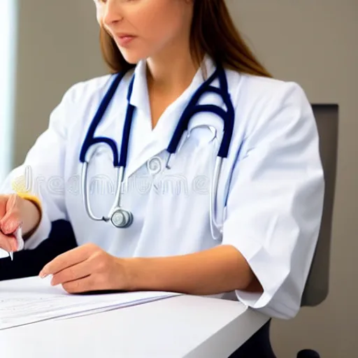 Image similar to Doctor filling a release form. stock photography
