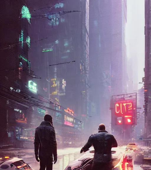 Image similar to new york city portrait of furry anthro anthropomorphic river otter head animal person fursona wearing clothes strange cybernetic muzzle gloomy rainy screenshot from the video game cyberpunk 2077 digital art by Greg Rutkowski, Simon Stalenhag, christopher nolan trending on Artstation, CGSociety