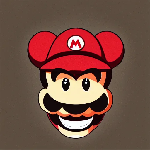 Prompt: monkey with mario hat on digital art red background