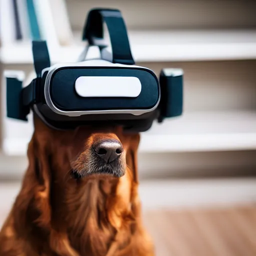 Prompt: a dog wearing a vr headset, high - res, detailed