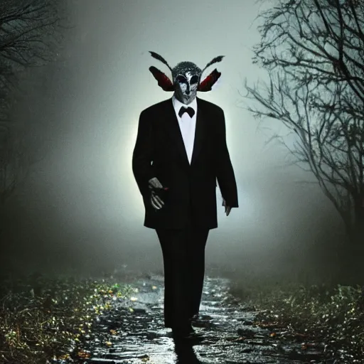 Image similar to Richard kind as the mothman, photograph, 4k