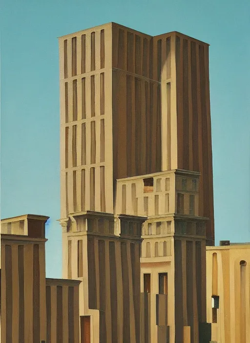 Prompt: a painting of an aldo rossi building by giorgio de chirico