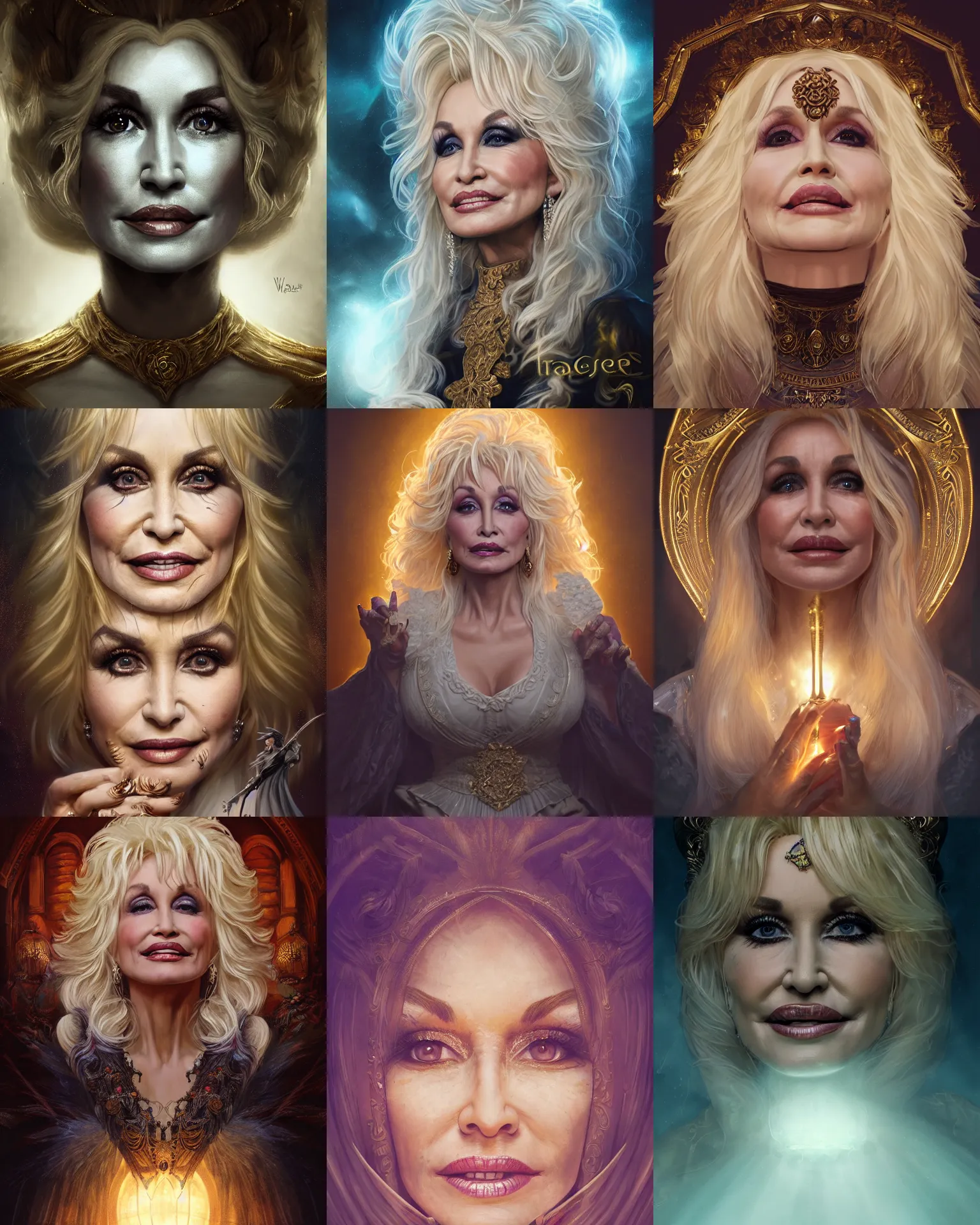 Prompt: dolly parton as a sorcerer, face, cinematic top lighting, insanely detailed and intricate, face by wlop, charlie bowater, golden ratio, symmetric, elegant, ornate, luxury, elite, matte painting, mtg, magic the gatheing, cinematic, cgsociety, 8 k, high resolution,