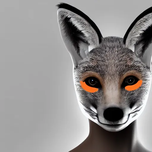 Image similar to woman with fox ears and fox facial features, close - up, headshot, detailed, symmetric