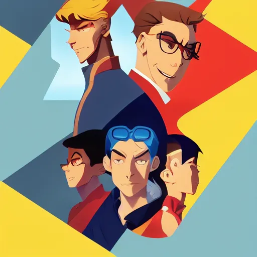 Image similar to face icon stylized minimalist the new adventures of johnny quest, loftis, cory behance hd by jesper ejsing, by rhads, makoto shinkai and lois van baarle, ilya kuvshinov, rossdraws global illumination