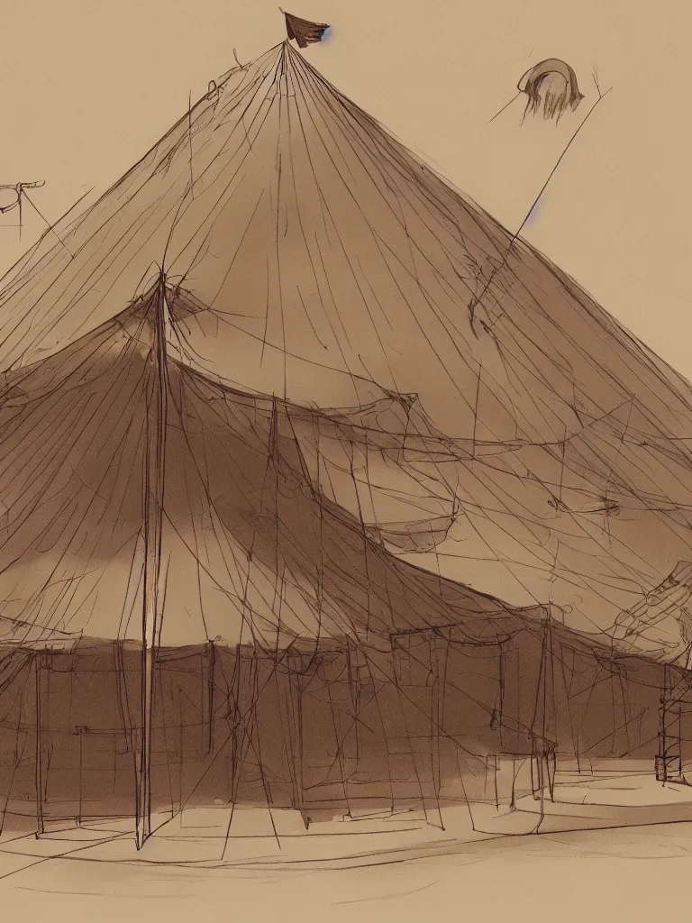 Prompt: circus tent by disney concept artists, blunt borders, rule of thirds