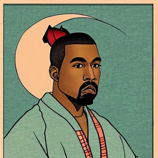 Image similar to ukiyo - e art of kanye west