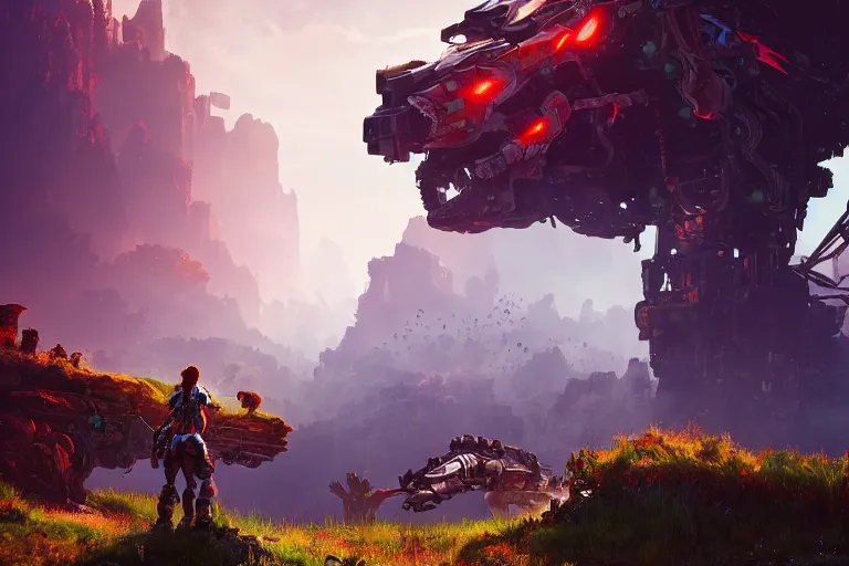 Image similar to scorcher machine mecanical creature robot of horizon forbidden west horizon zero dawn bioluminiscence global illumination ray tracing hdr fanart arstation by ian pesty and alena aenami artworks in 4 k