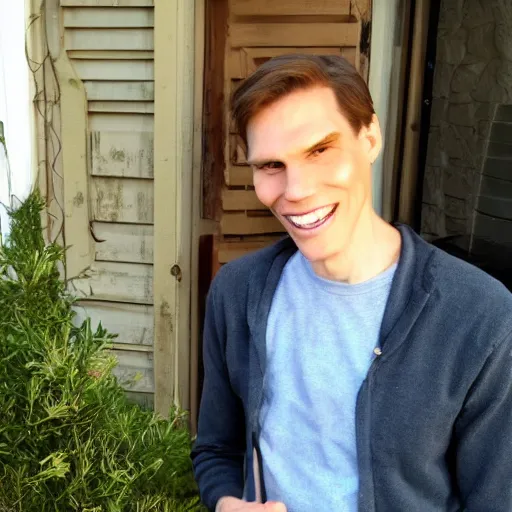 Prompt: jerma looking at the camera with an abnormally large smile