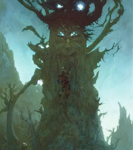 Image similar to a druid at the beginning of the world by alan lee and peter mohrbacher and frank frazetta and mike mignola