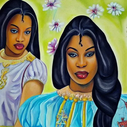 Image similar to a beautiful painting. Prince is jealous of twin sisters.