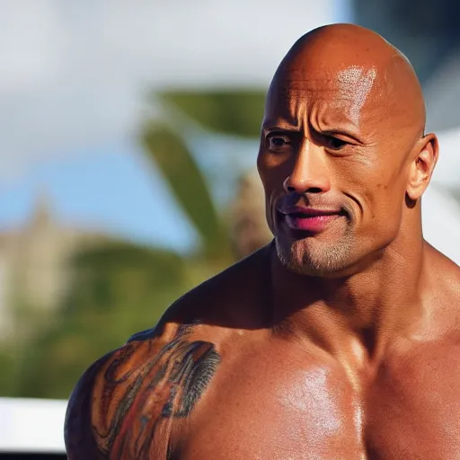 portrait of Dwayne thé rock Johnson with his eyebrow, Stable Diffusion