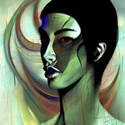 Prompt: citizen portrait soft light painted by dave mckean, inspired by kenyan ghost in the shell anime, smooth face feature, intricate oil painting, high detail illustration, sharp high detail, manga and anime 1 9 9 9