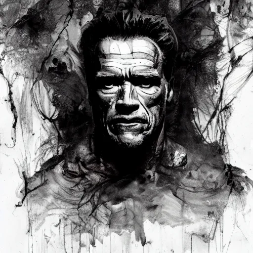 Image similar to arnold schwarzenegger as a villain fantasy, intricate, elegant, highly detailed, digital painting, artstation, concept art, matte, sharp focus, illustration, art by Nicola Samori and Conrad Roset and vincent van gogh, refined, masterpiece