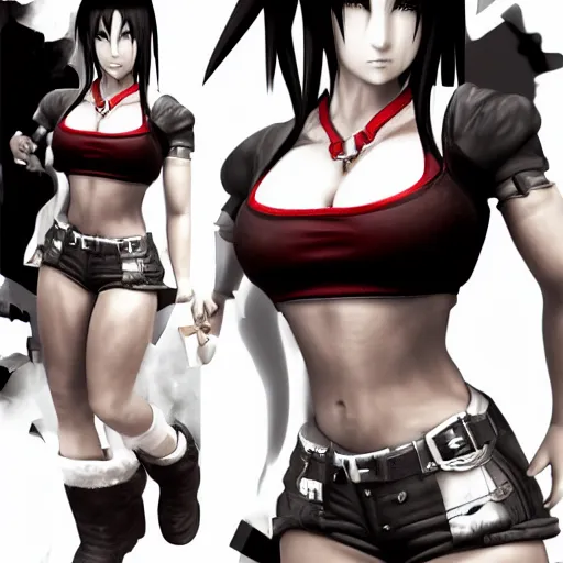 Image similar to complete body artwork of tifa lockhart, detailed, trending on artstation