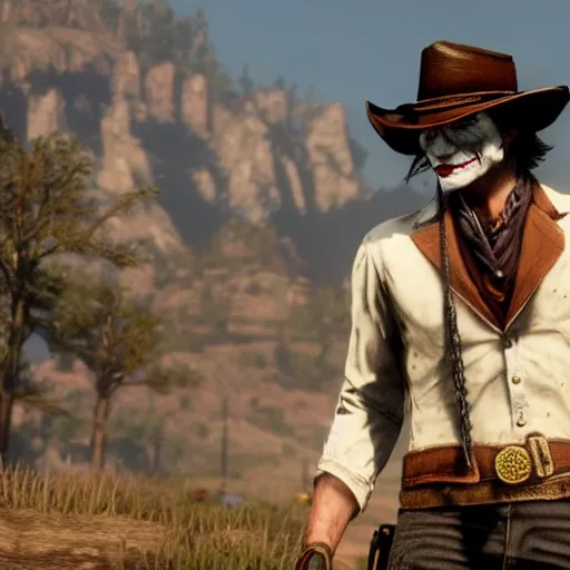 Image similar to health ledger joker in red dead redemption 2 4k Quality