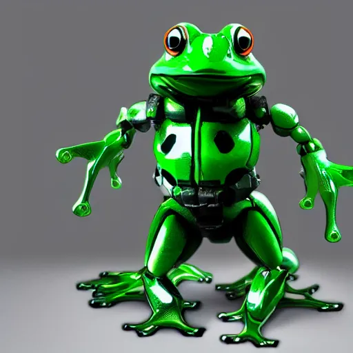 Image similar to a green frog piloting a bipedal mech suit, photorealistic, hyper realistic