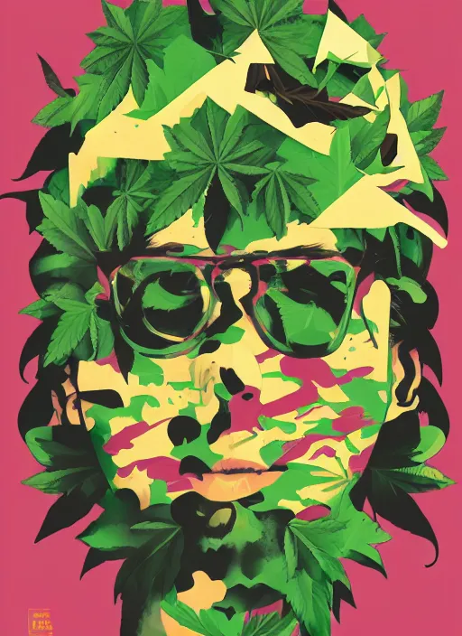 Prompt: profile picture by sachin teng x bape, marijuana, organic painting, asymmetrical, green, marijuana smoke, matte paint, hard edges, energetic