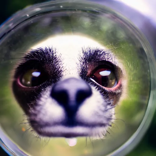 Prompt: Close-up photo of Mr Bean, 12mm, f/2.8, fisheye lens