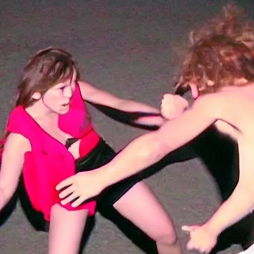 Image similar to 2 4 0 p footage, 2 0 0 6 youtube video, low quality photo, man and woman fistfighting each other
